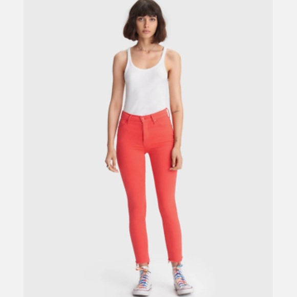 MOTHER Denim - MOTHER The Stunner Ankle Fray Play Date Tomato Size 26 🍅